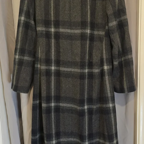ZARA WOMEN’S STUDIO PLAID CHECK DOUBLE BREASTED 100% WOOL COAT GRAY - Picture 2 of 12